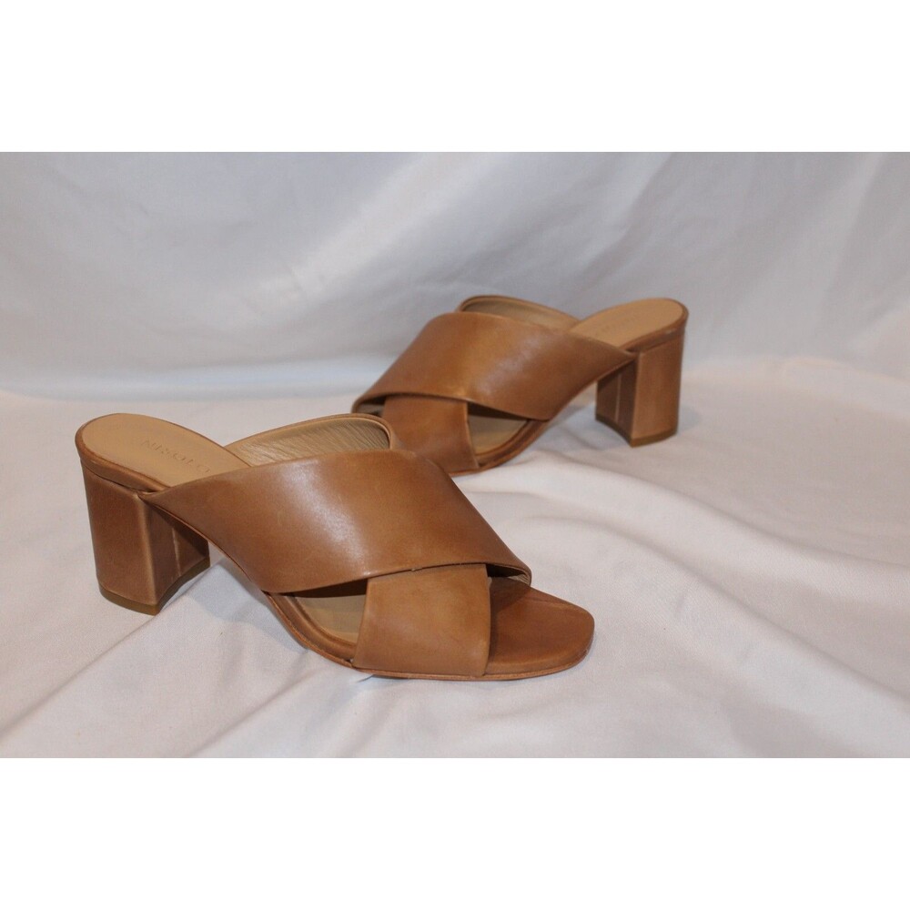 NISOLO WOMEN'S CARINA LEATHER CROSS STRAP MULE SANDALS N ALMOND NIB SZ 8 $180 CR - Picture 7 of 7